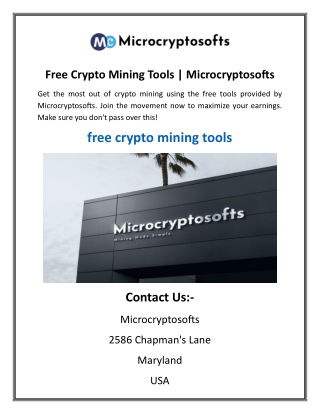 free crypto mining tools microcryptosofts
