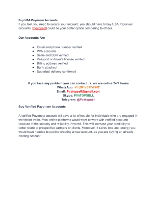 Buy USA Payoneer Accounts