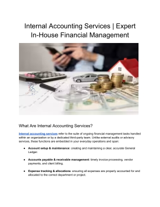 Internal Accounting Services | Expert In-House Financial Management
