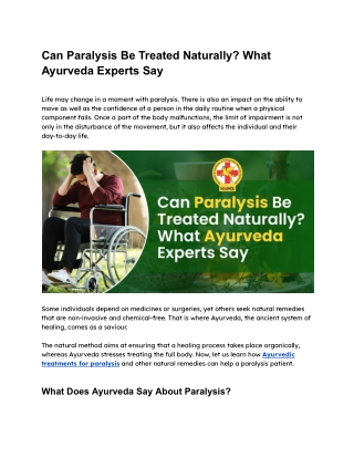 Can Paralysis Be Treated Naturally