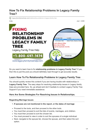 How To Fix Relationship Problems In Legacy Family Tree