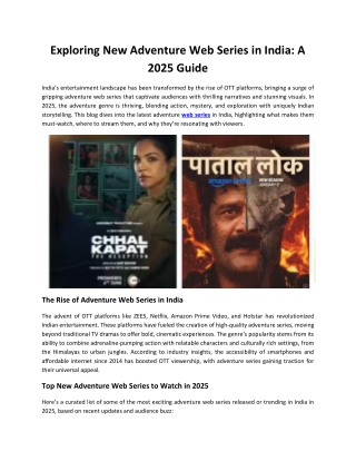 exploring new adventure web series in india