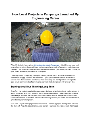 How Local Projects in Pampanga Launched My Engineering Career