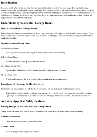 Residential Garage Doors: Finding Balance Between Beauty and Safety