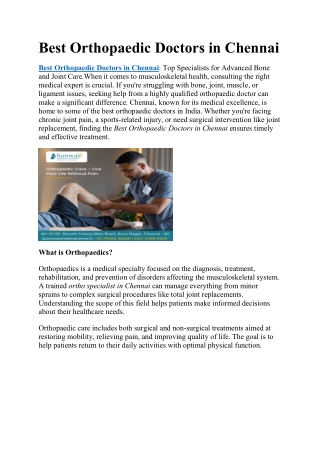 Best Orthopaedic Doctors in Chennai1