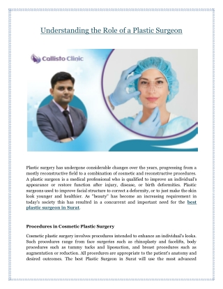 Understanding the Role of a Plastic Surgeon
