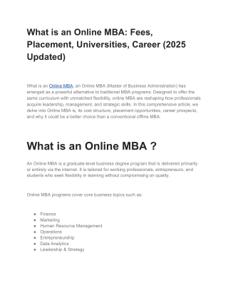 What is an Online MBA_ Fees, Placement, Universities, Career (2025 Updated)
