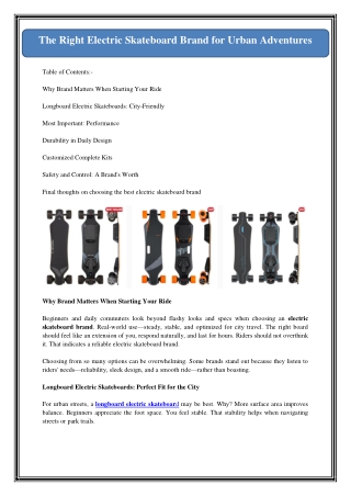 The Right Electric Skateboard Brand for Urban Adventures