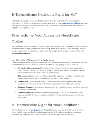 E - Is Telemedicine Oklahoma Right for Me