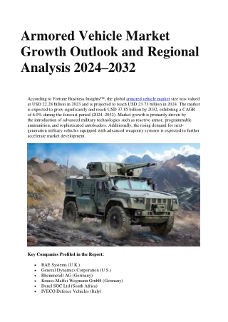armored vehicle market growth outlook