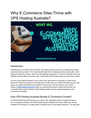 Why E-Commerce Sites Thrive with VPS Hosting Australia