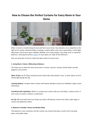 How to Choose the Perfect Curtains for Every Room in Your Home