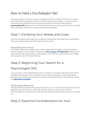 how to find a psychologist okc