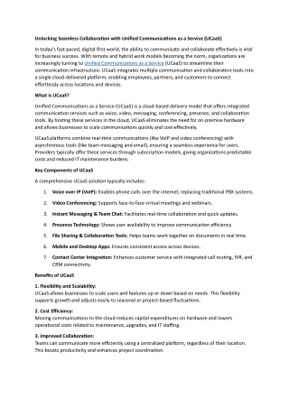 Unlocking Seamless Collaboration with Unified Communications as a Service