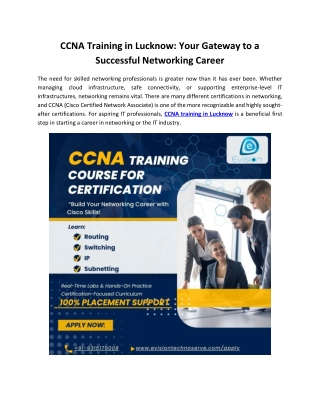 CCNA Training in Lucknow: Your Gateway to a Successful Networking Career