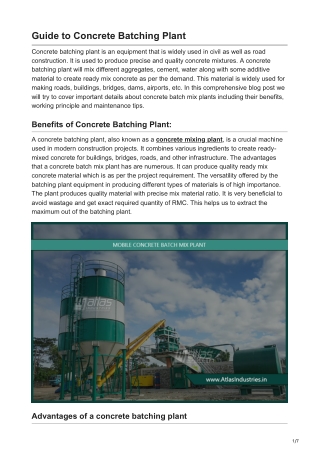 Guide to Concrete Batching Plant