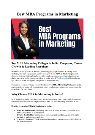 Best MBA Programs in Marketing