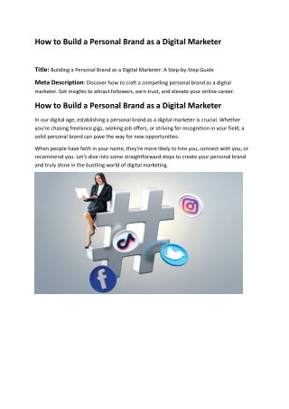 How to Build a Personal Brand as a Digital Marketer