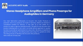 Stereo Headphone Amplifiers and Phono Preamps for Audiophiles in Germany