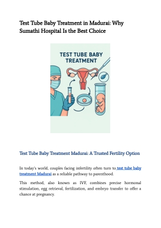Test Tube Baby Treatment in Madurai_ Why Sumathi Hospital Is the Best Choice