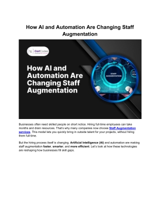 A Comprehensive Guide to AI and Automation in Staff Augmentation