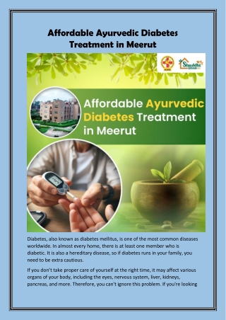 Affordable Ayurvedic Diabetes Treatment in Meerut