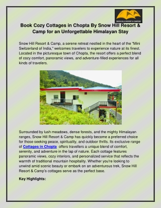 Cottages in Chopta
