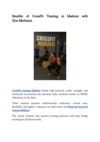 Benefits of CrossFit Training in Madurai with Zym Mechanix