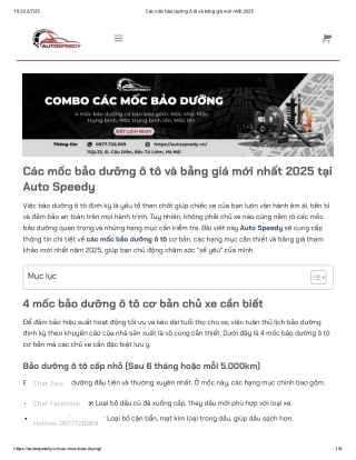 Các mốc bảo dưỡng ô tô và bảng giá mới nhất tại Auto Speedy