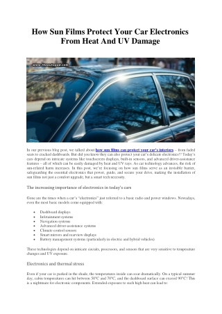How Sun Films Protect Your Car Electronics From Heat And UV Damage