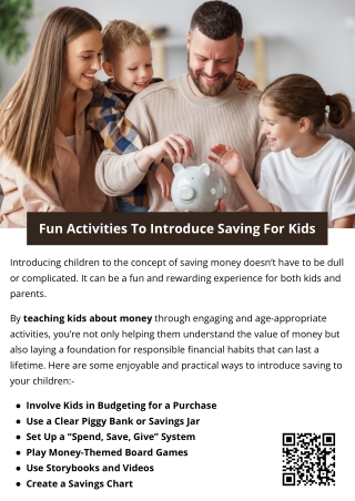 Fun Activities To Introduce Saving For Kids
