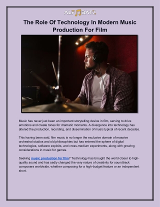 The Role Of Technology In Modern Music Production For Film