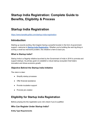 Startup India Registration_ Complete Guide to Benefits, Eligibility & Process