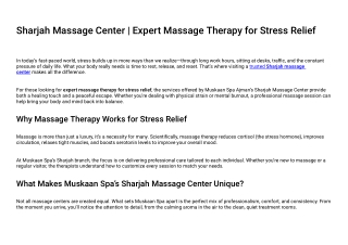 Sharjah Massage Center | Expert Massage Therapy for Stress Relief Muskaan Spa