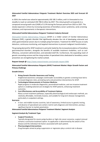 Attenuated Familial Adenomatous Polyposis Treatment Market Overview 2025 and Forecast till 2037