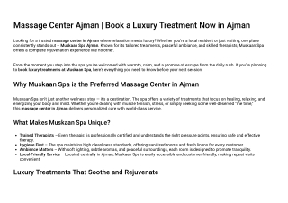Massage Center Ajman | Book a Luxury Treatment Now in Ajman Muskaan Spa