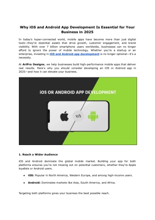 Why iOS and Android App Development Is Key for Business Success 2025