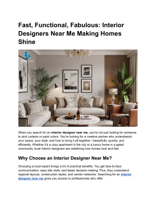 Fast, Functional, Fabulous_ Interior Designers Near Me Making Homes Shine