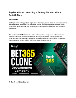 Top Benefits of Launching a Betting Platform with a Bet365 Clone (1)