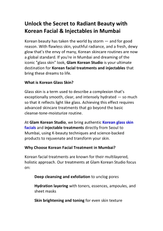 Korean Facial Treatment in Mumbai | Glam Korean Studio
