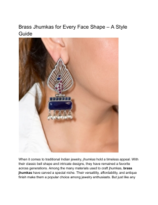 Brass Jhumkas for Every Face Shape – A Style Guide