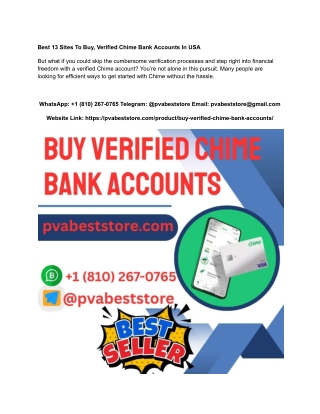 Best 13 Sites To Buy, Verified Chime Bank Accounts In USA