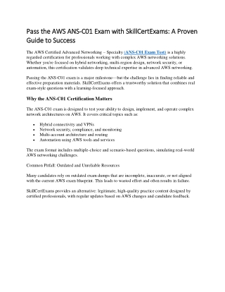 Amazon ANS-C01 Practice Exams, SkillCertExams, 2025 Updated Dumps