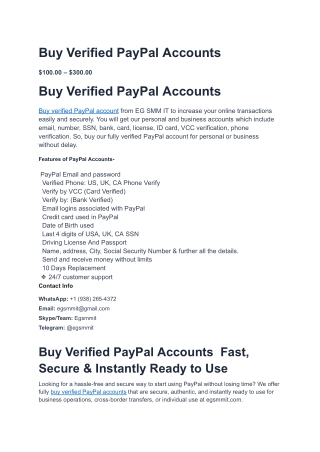 Buy Verified PayPal Accounts