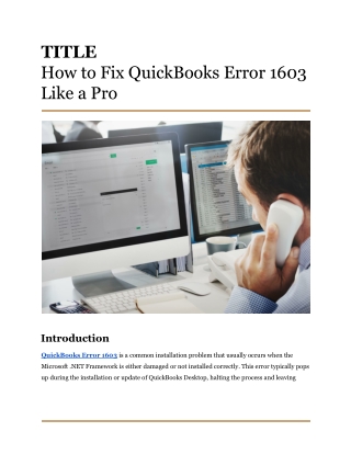 How to Fix QuickBooks Error 1603 Like a Pro