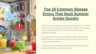 Top 10 Common Storage Errors That Spoil Summer Drinks Quickly