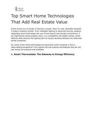 Top Smart Home Technologies That Add Real Estate Value