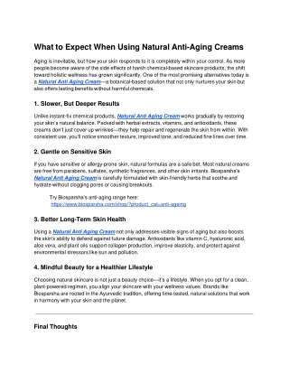 what to expect when using natural anti aging
