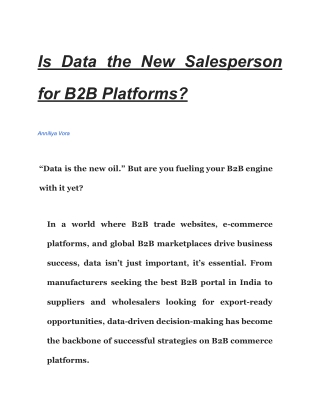 Is Data the New Salesperson for B2B Platforms_