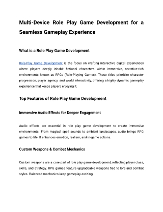 Multi-Device Role Play Game Development for a Seamless Gameplay Experience